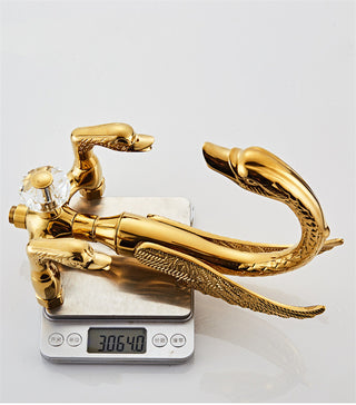 Evaristo - Gold Swan Bathroom Rainfall Shower Set with Dual Handle Controls