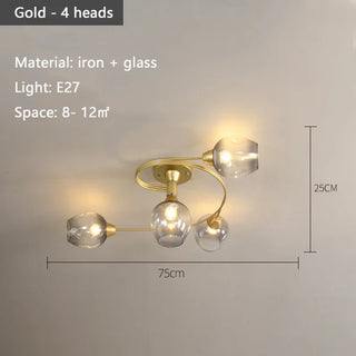 Elodie - Modern Twisted Body Coloured Glass Multi Head Ceiling Light Chandelier
