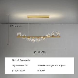 Abeha - Gold Curved Multi Round Glass Line Hanging Ceiling Light Chandelier