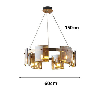 Francois- Hanging Multi Head Tinted Curved Glass Ceiling Light Chandelier