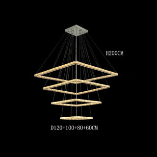 Elio - Modern Square Tiered Gold Hanging Chandelier