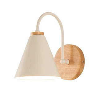 Tishka - Wooden Modern Curved Arm Down Shade Wall Light