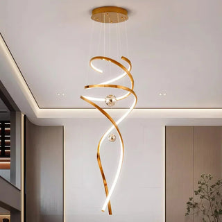 Cavella - Modern Hanging Spiral Rose Gold Chandelier
