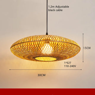 Tucson - Handmade Rattan Woven Bamboo Oval Hanging Pendant Ceiling Light