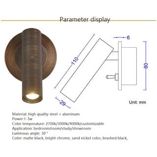 Bastien - Modern Adjustable LED Cylinder Reading Wall Light