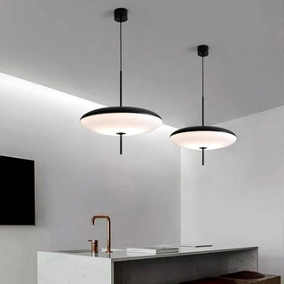 Liepa - Modern Black/White Flying Saucer Round Pendant Ceiling Light