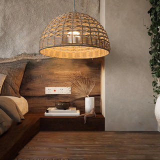 Harry - Rattan Wicker Hanging Dome Pendant Celing Light