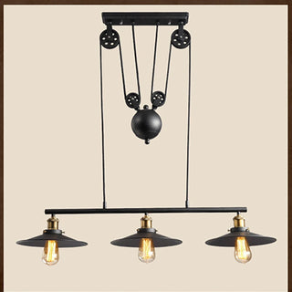 Laprey - Industrial Black Retro Iron Lift 3 Pendant Hanging Ceiling Light