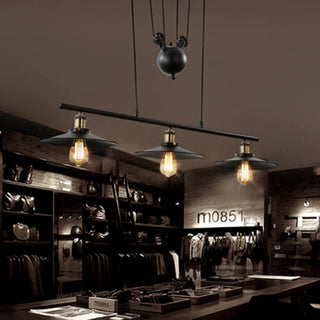 Laprey - Industrial Black Retro Iron Lift 3 Pendant Hanging Ceiling Light