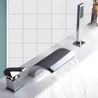 Mella - 3 Piece Modern Waterfall Bathtub Mixer Tap Set Pull Out Shower