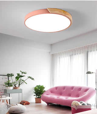 Elorza - Nordic Macaron Ultra Thin Wood Circular  LED Ceiling Lamp Creative Light Fixtures