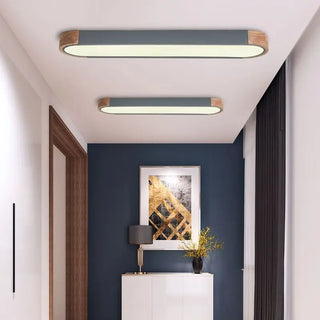 Fiqi - Modern Multicolour Rectangle Nordic Wood Flush Mount Ceiling Light