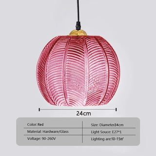 Rubik - Glass Leaf Pattern Round Coloured Shade Hanging Pendant Ceiling Light