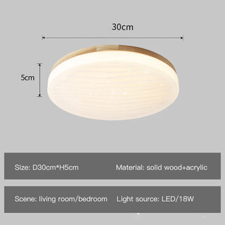 Sijiu - Modern Thin White Milk Shade Wooden And Acrylic Ceiling Light