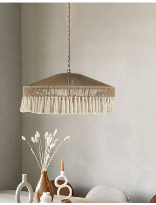 Elroy - Wicker Hand-Knitted Round Tassel Ceiling Light