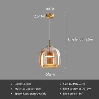Daniel - Coloured Glass Round Hanging Pendant Ceiling Light