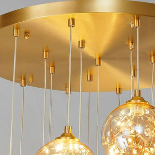 Ayra - Modern Gold Glass Hanging Round Cluster Chandelier