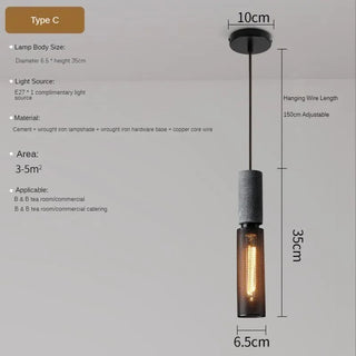 Pola - Industrial Modern Round Mesh Caged Hanging Cement Pendant Ceiling Light