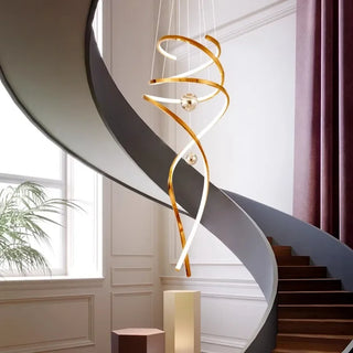 Cavella - Modern Hanging Spiral Rose Gold Chandelier