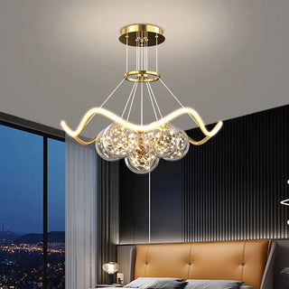 Donna - Golden Multi Ball Hanging Glass Ceiling Light Chandelier