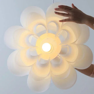 Safa - Linear White Hanging Round Lotus Ceiling Light