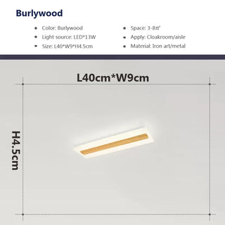 Gabiley - Wooden LED Modern Rectangular Ceiling Light Bar