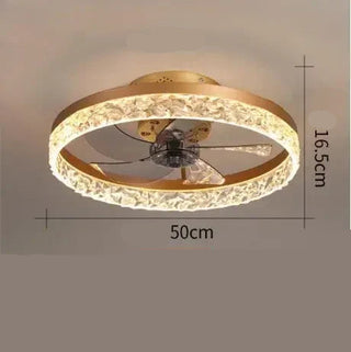Hilarion - Crystal Chandelier Light Ceiling Fan 5 Blade