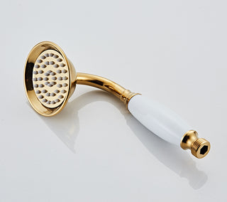 Corella - Freestanding Floor Gold Swan Bathtub Tap with Handheld Shower