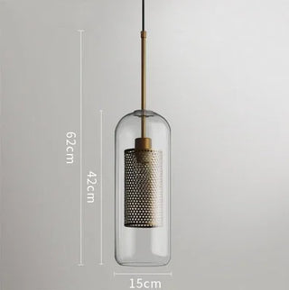 Hesselberg - Round Glass Metal Mesh Caged Bulb Hanging Pendant Ceiling Light