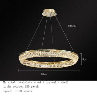 Lunaglow  - Elegant Crystal LED Ring Chandelier for Living & Dining Rooms