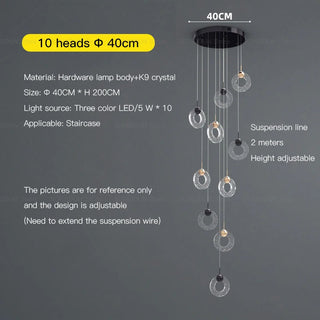 Hoffman - Modern Gold Glass Hanging Round Cluster Chandelier