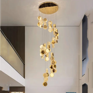Thiago - Round Crystal Gold Hanging Ceiling Chandelier