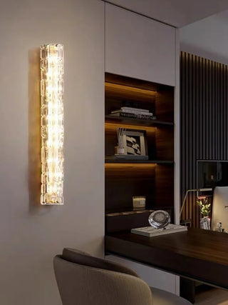 Quentin - Modern Crystal Patterned Glass Gold LED Wall Light