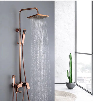 Cinna - Rose Gold Dual Handle Wall Mounted Shower Set with Tub Tap