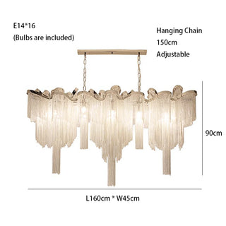 Maya - Modern Round Tiered Tassel Chain Ceiling Light Chandelier