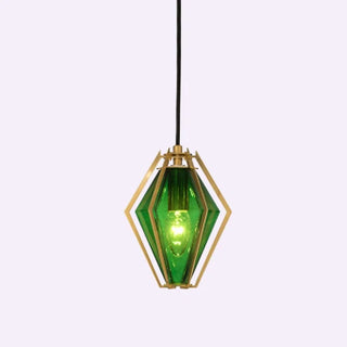 Mabon - Geometric Caged Coloured Diamond Glass Pendant Ceiling Light