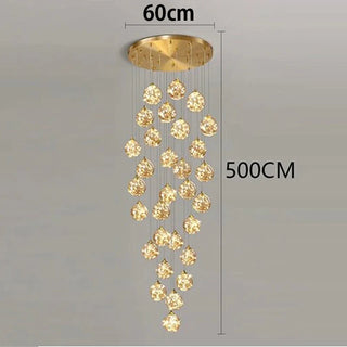 Ayra - Modern Gold Glass Hanging Round Cluster Chandelier