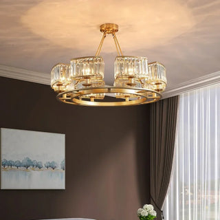 Hazel - Gold Crystal Round Hanging Chandelier