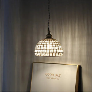 Olga - Modern White Patch Shade Pendant Hanging Round Ceiling Light