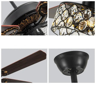 Vissarion - Wooden Blade Crystal Light Ceiling Fan