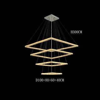 Elio - Modern Square Tiered Gold Hanging Chandelier
