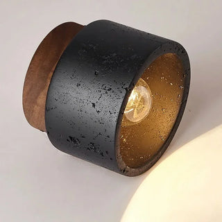 Emilio - Retro Black Stone Flush Mount Wood Ceiling Downlight