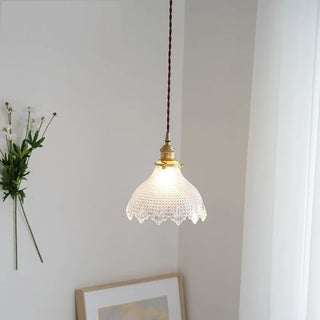 Isla - Vintage Patterned Glass Pendant Ceiling Light
