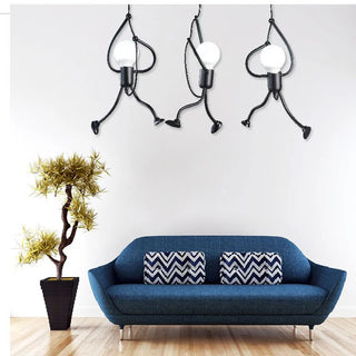Annie - Black Metal Little Climbing Men Ceiling Light