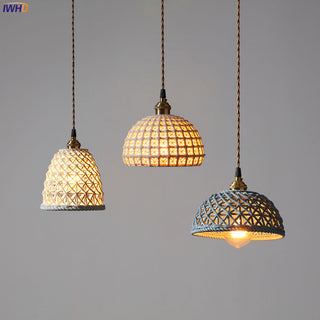 Olga - Modern White Patch Shade Pendant Hanging Round Ceiling Light