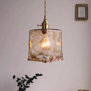 Jovana - Retro Brass Stained Glass Hanging Lamp