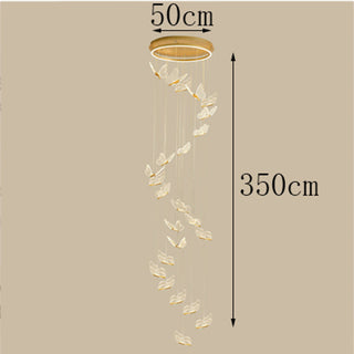 Cemre - Gold LED Butterfly Hanging Round Gold Base Dimmable Chandelier