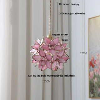 Madrid II - Tiffany Glass Nordic Flower Copper Hanging Pendant Light Fixture