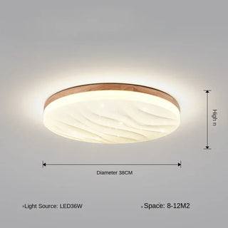 Sijiu - Modern Thin White Milk Shade Wooden And Acrylic Ceiling Light