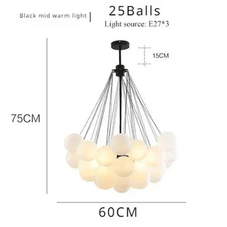 Donya - Frosted Multi Glass Ball Hanging Chain Ceiling Light Chandelier